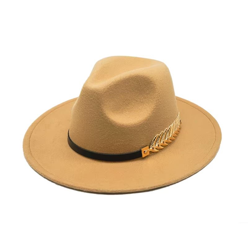 Années 80 Chapeau Vintage Fedora Plume Dorée - Ma Penderie Vintage