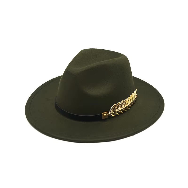 Années 80 Chapeau Vintage Fedora Plume Dorée - Ma Penderie Vintage