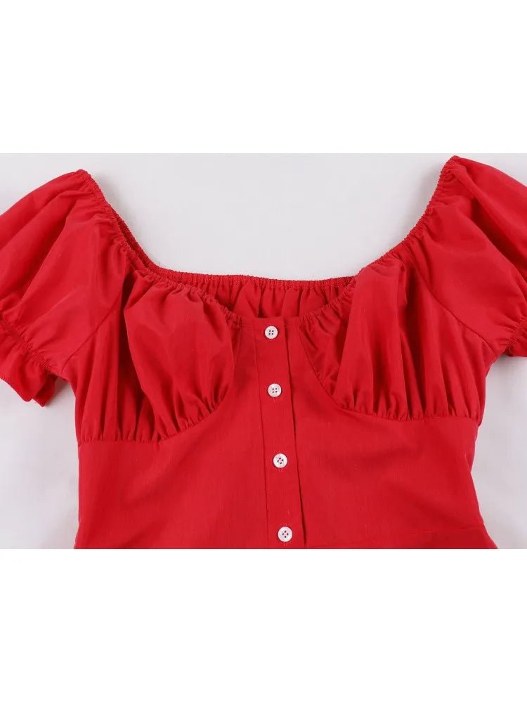 Années 50 Robe Midi Manches Volants Rome - Ma Penderie Vintage