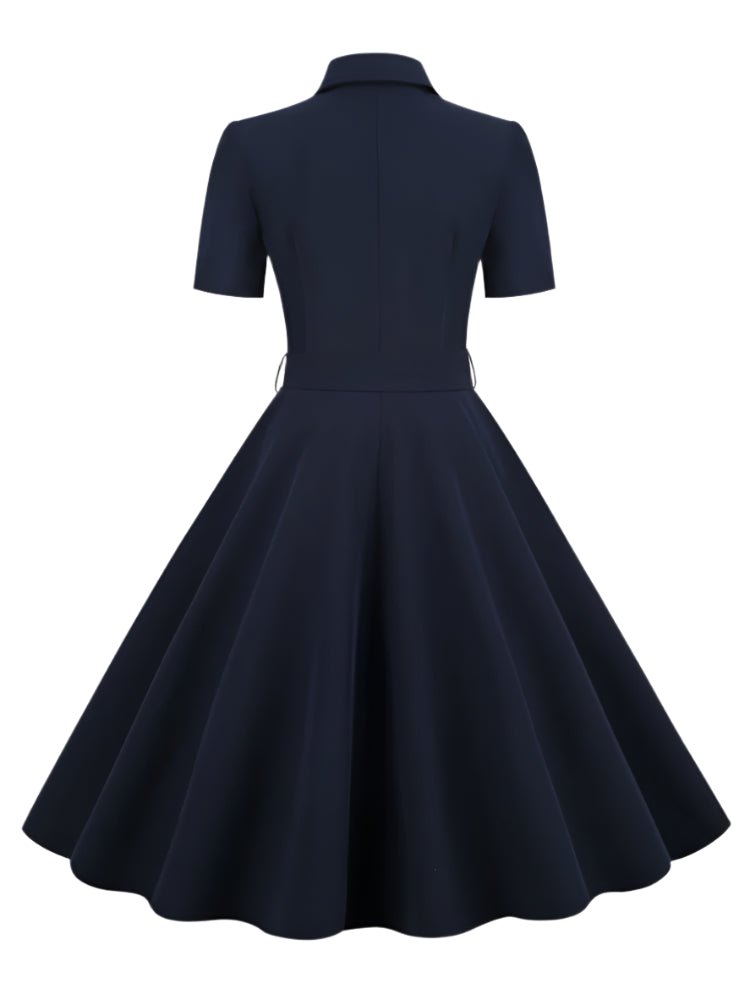 Années 50 Robe de Jour Évasée Vintage Manches Courtes - Ma Penderie Vintage