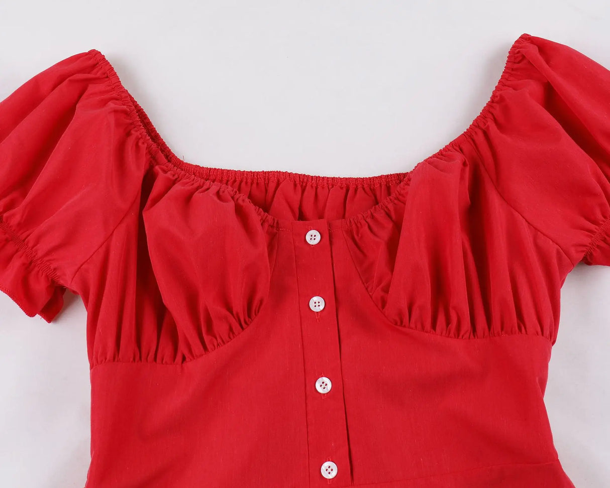 Années 50 Robe Midi Manches Volants Rome - Ma Penderie Vintage