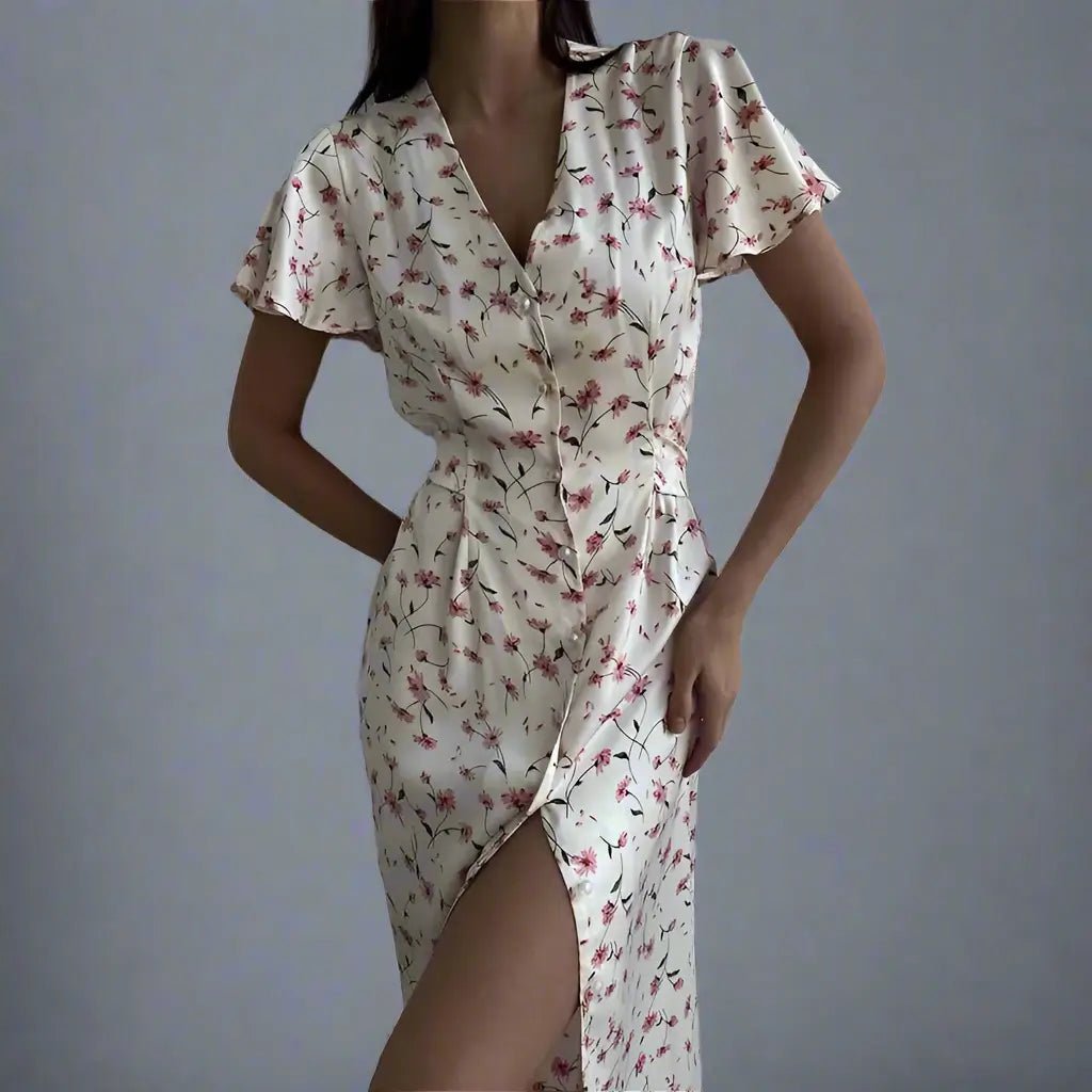 Années 40 Robe d'Été Midi Imprimé Floral - Ma Penderie Vintage