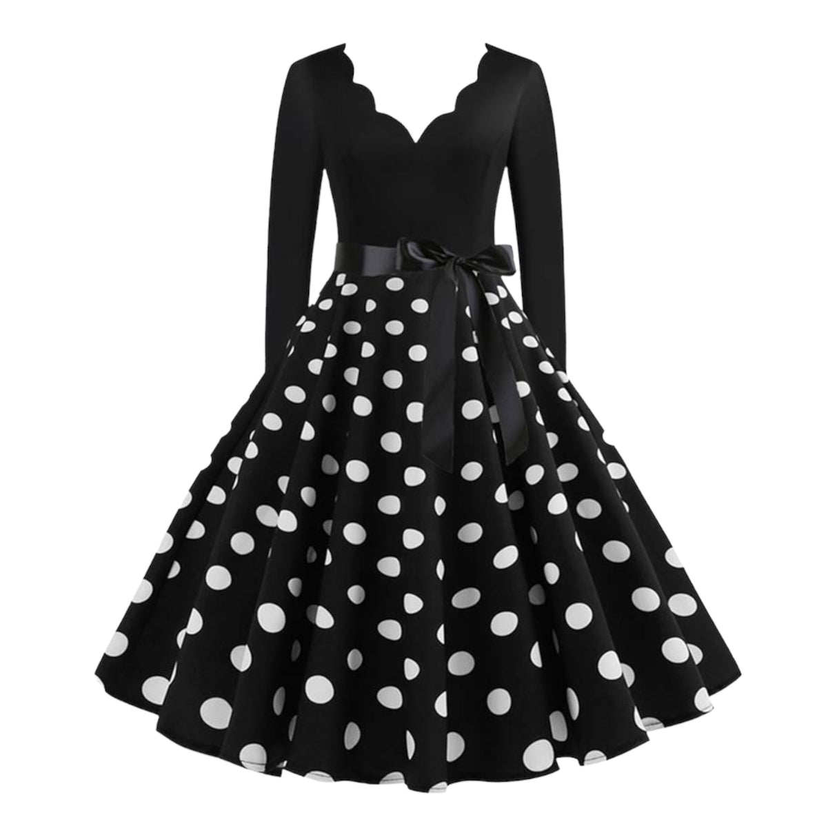 Années 50 Robe Évasée Rétro À Pois Lucille - Ma Penderie Vintage