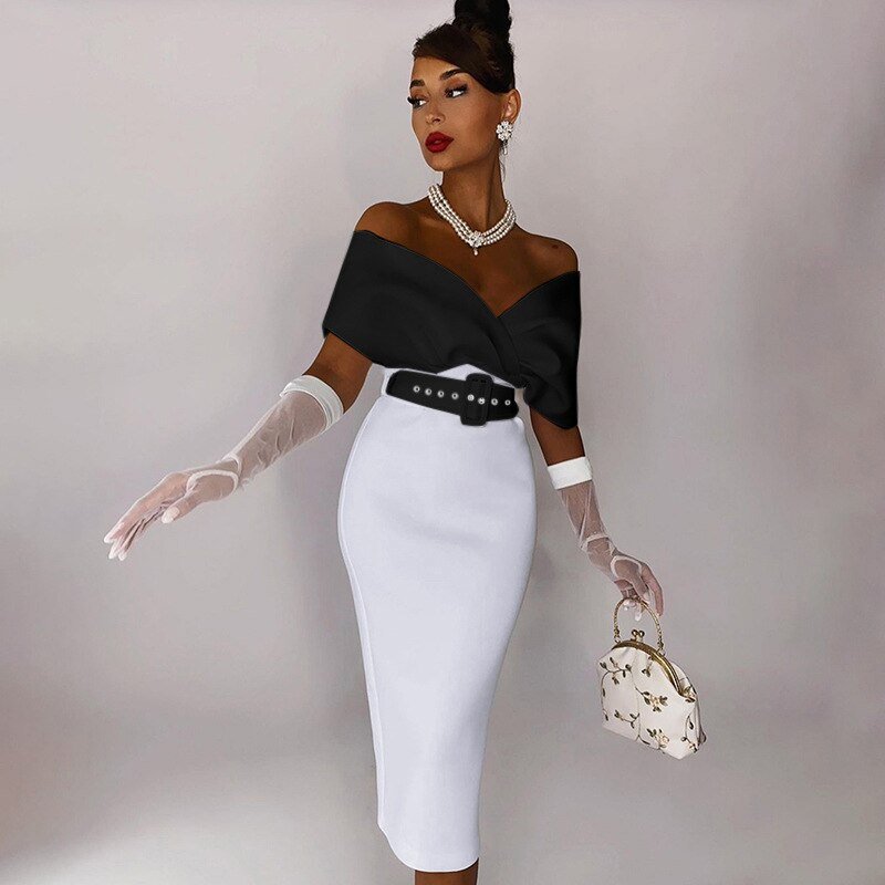 Années 50 Robe Fourreau Rétro Épaules Tombantes - Ma Penderie Vintage