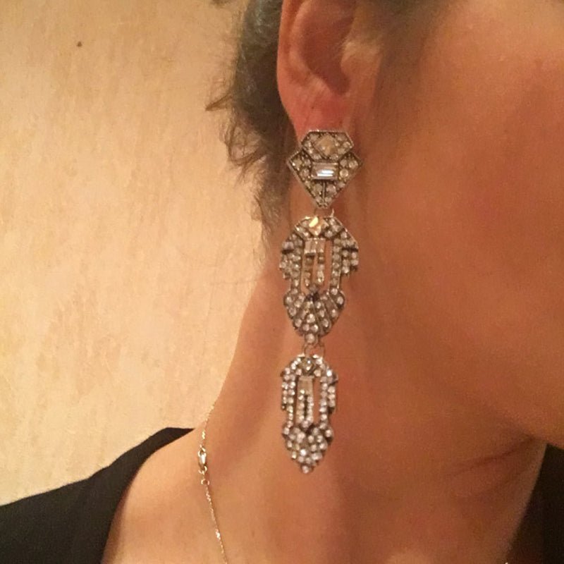 Années 20 Boucles d'Oreilles Soirée Art Déco - Ma Penderie Vintage