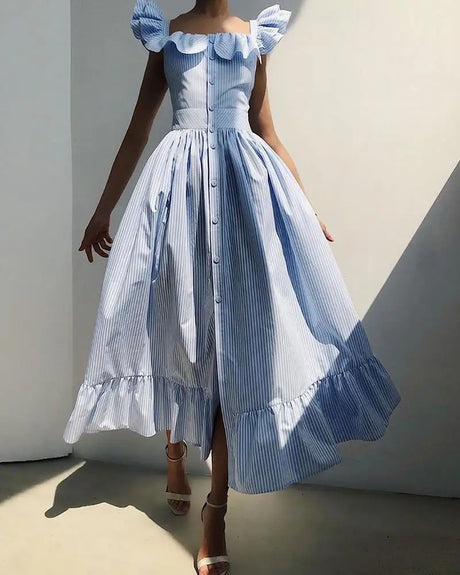 <tc>Años 60</tc> Vestido de verano de popelina con volantes