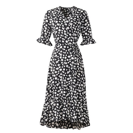 Années 40 Robe Croisée Imprimée Floral Rétro - Ma Penderie Vintage