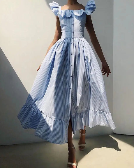 <tc>Años 60</tc> Vestido de verano de popelina con volantes