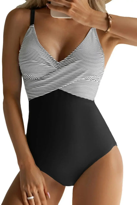 <tc>Años 80</tc> Traje de baño de una pieza estampado