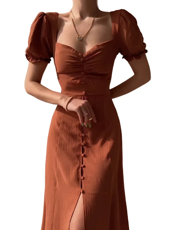 Années 40 Robe Midi Rétro Suzie Col Coeur - Ma Penderie Vintage