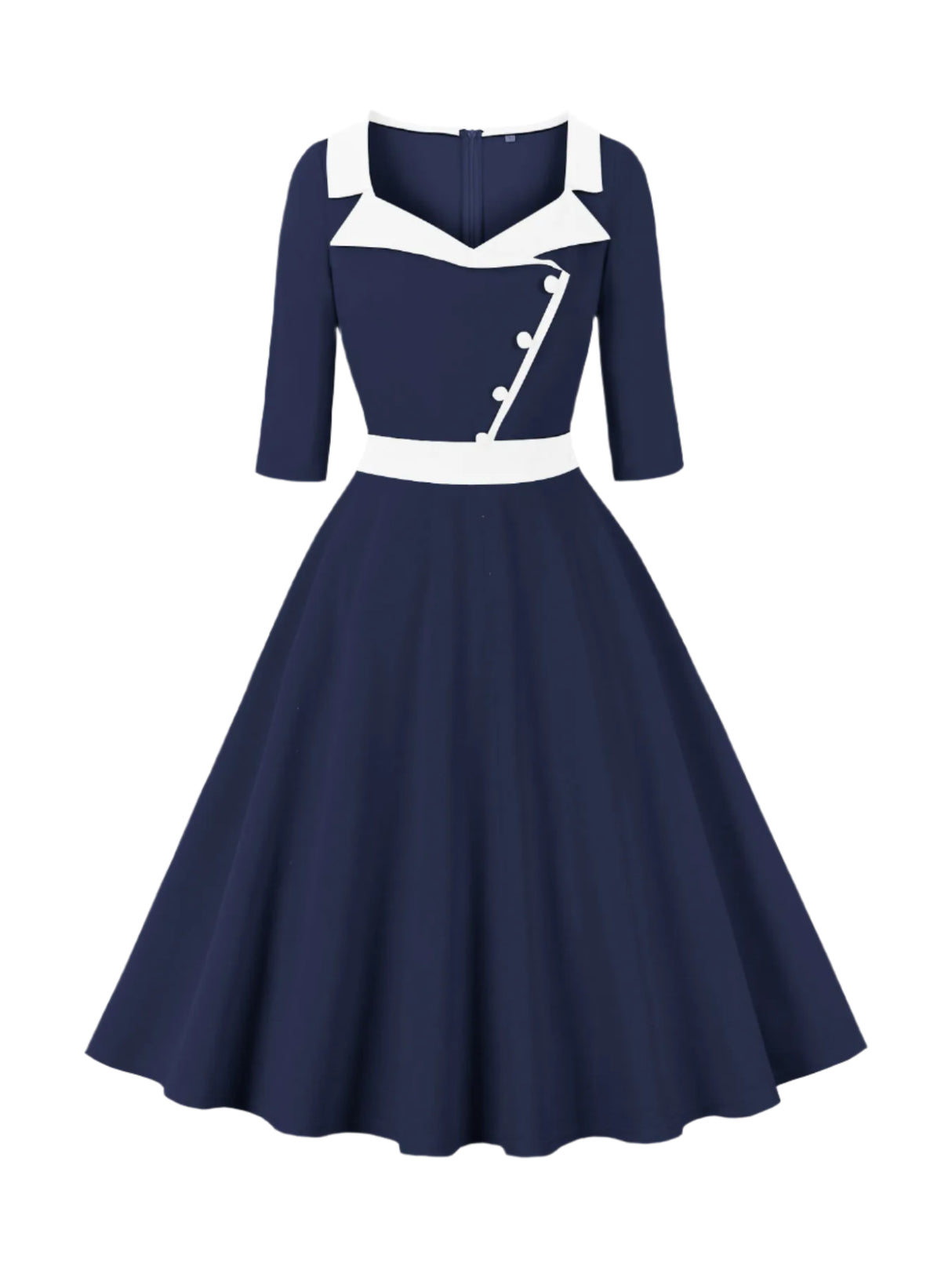 - <tc>1960's</tc> Two-tone Retro Trapeze Dress