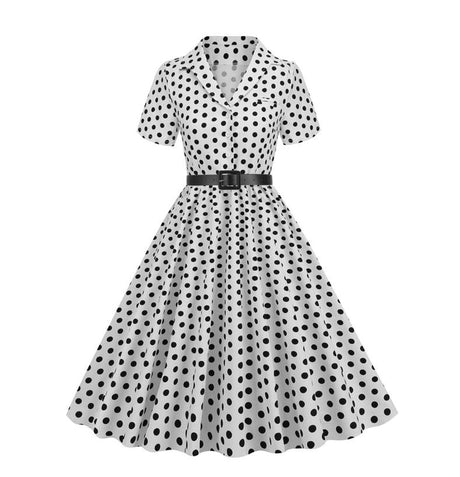 Années 50 Robe Évasée À Pois Rétro Mad Men - Ma Penderie Vintage