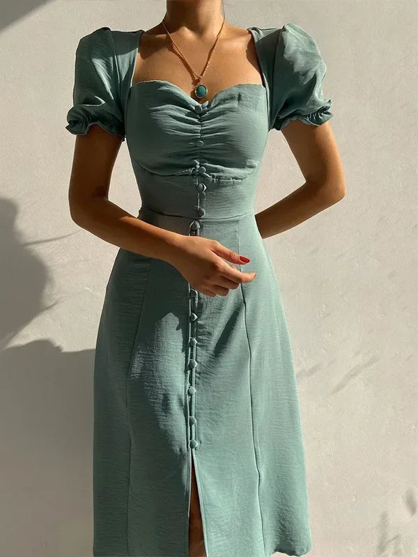 Années 40 Robe Midi Rétro Suzie Col Coeur - Ma Penderie Vintage