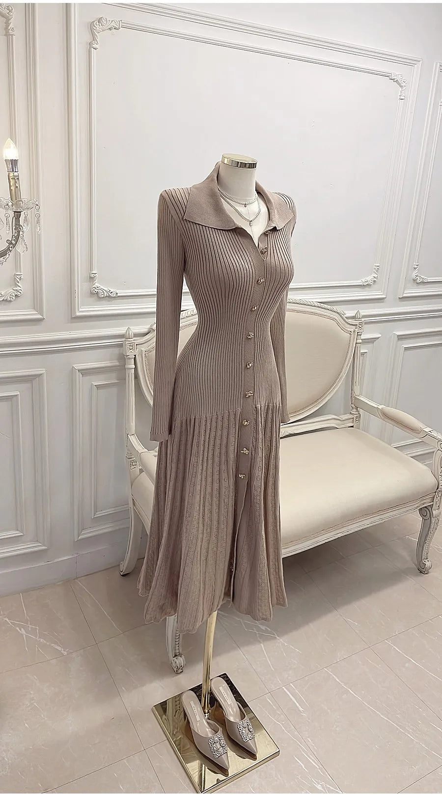 Années 70 Robe Midi Maille Tricot Manhattan - Ma Penderie Vintage