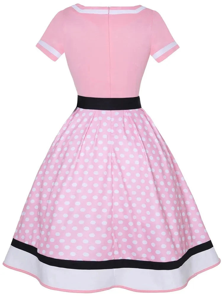 <tc>1960's</tc> Large Rockabilly Polka Dot Day Dress <tc>Size</tc>