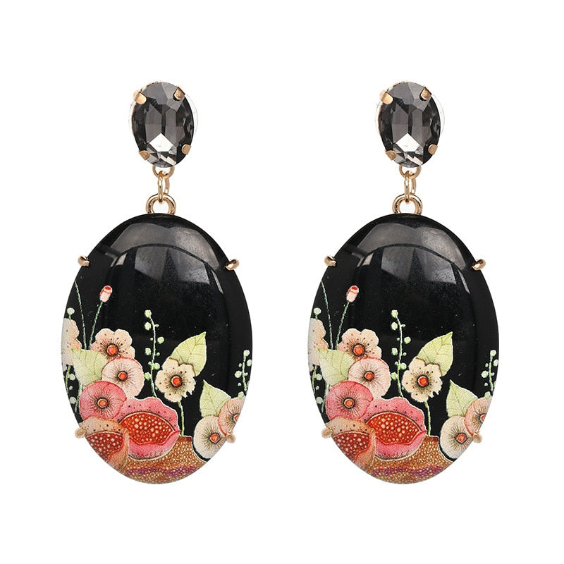 Années 40 Boucles d'oreilles Fleur Orientale