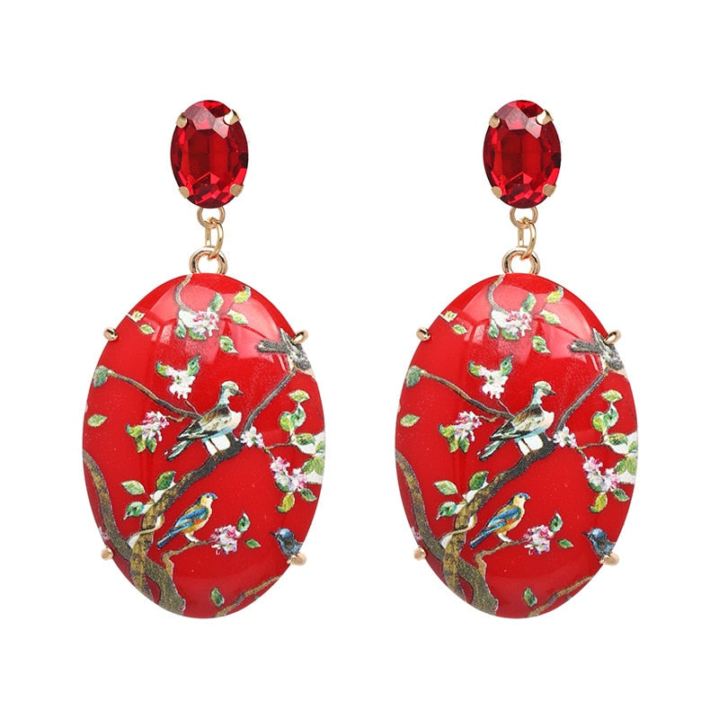 Années 40 Boucles d'oreilles Fleur Orientale