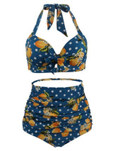 Années 60 Maillot de Bain Rétro Lolita Citrons Bleu - Ma Penderie Vintage