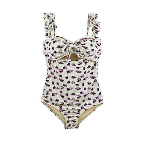 Années 40 Maillot de Bain Une Pièce Floral Liberty Ivoire - Ma Penderie Vintage