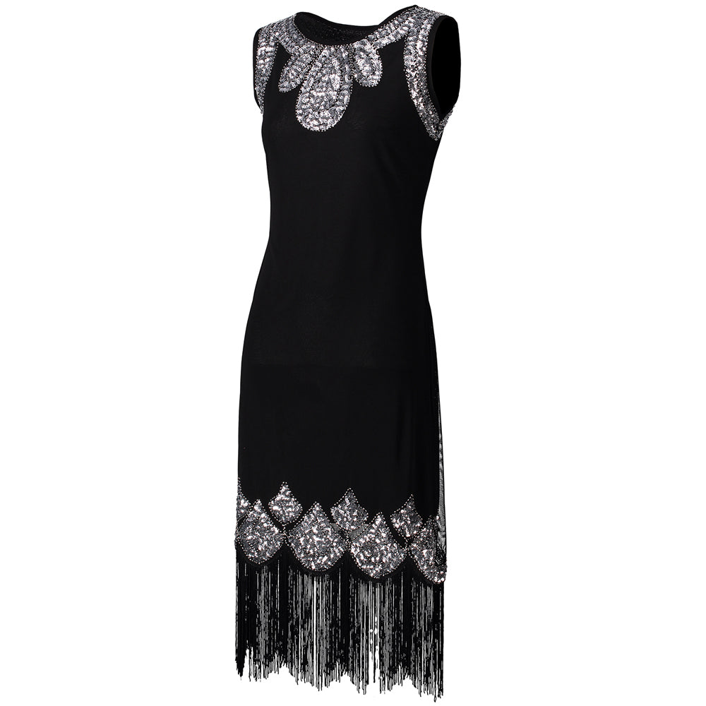 Années 20 Gatsby Robe Fourreau Noire